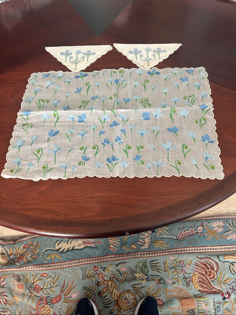 NWOT. Vintage LERON Breakfast Tray Mat & Napkin Set
